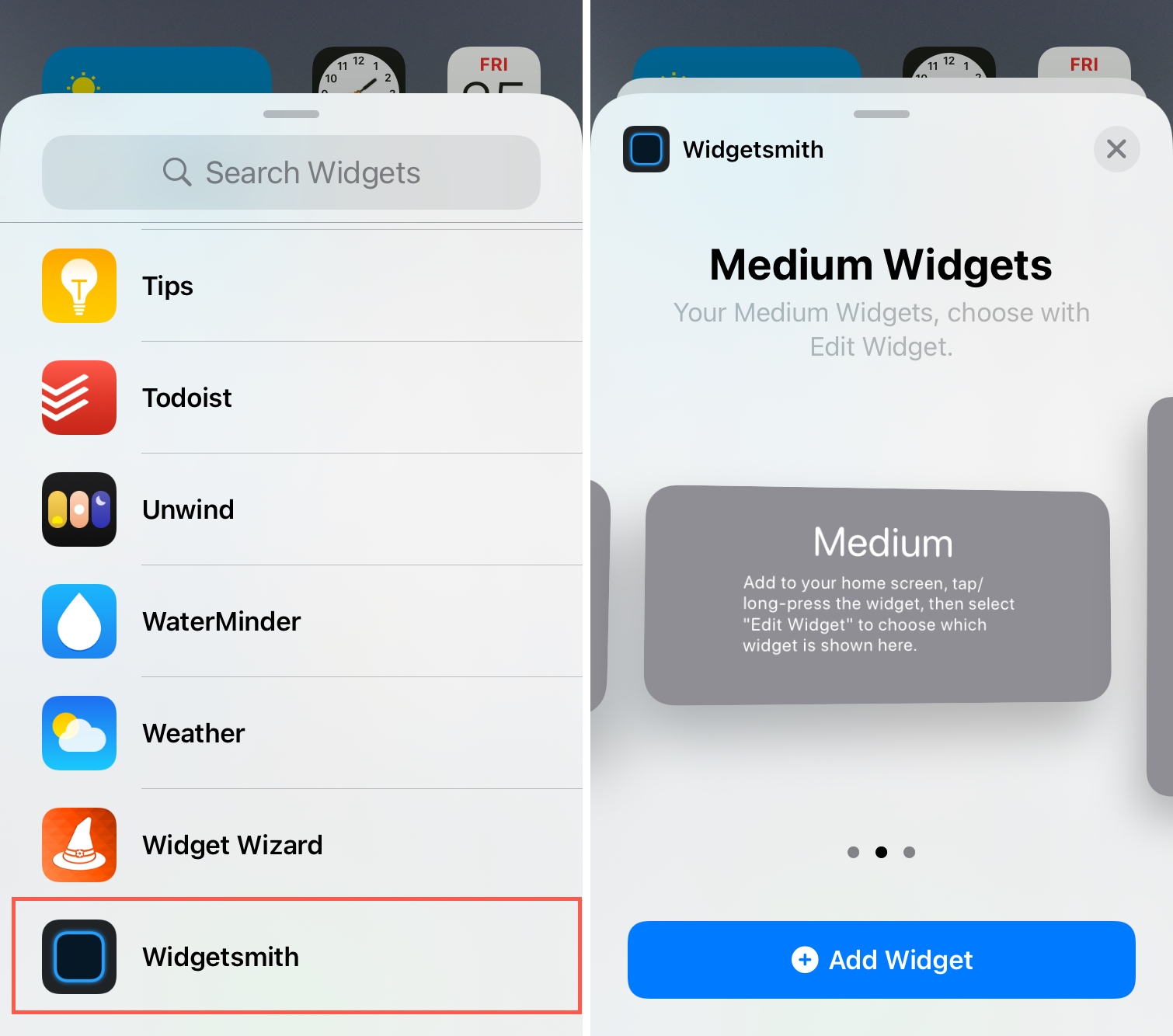 Agregar widget de Widgetsmith en iPhone