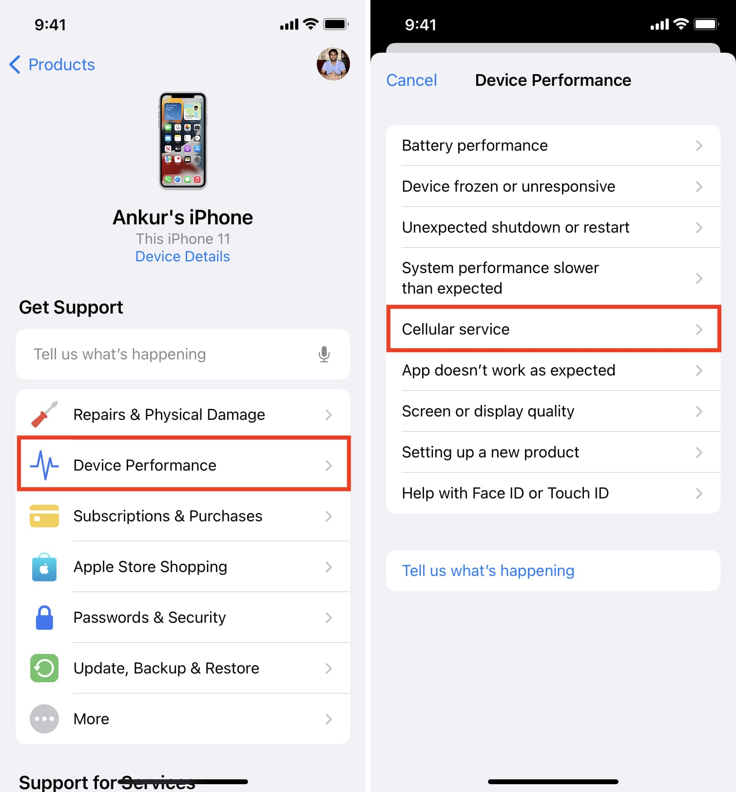 Póngase en contacto con Apple desde la aplicación Apple Support iOS