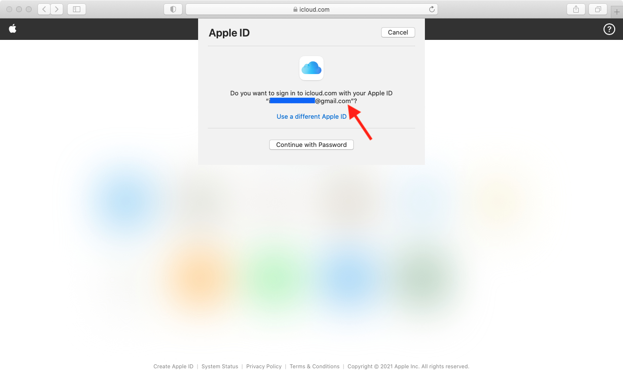 Ver su ID de Apple al iniciar sesión en iCloud en Safari